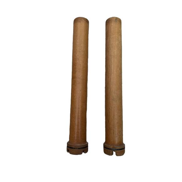 Wood Spools Bobbins Wooden Industrial 14" candle holder SET of 2 - Picture 1 of 6